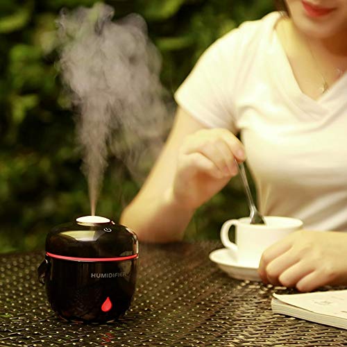 YYadmin Creativo Humidificador Ultrasónico Difusor De Aceite Esencial USB Arrocera con Luz Led para Oficina Desodorante Casero 230 Ml Negro