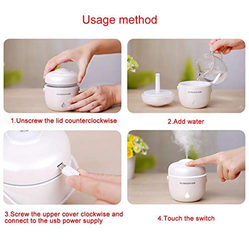 YYadmin Creativo Humidificador Ultrasónico Difusor De Aceite Esencial USB Arrocera con Luz Led para Oficina Desodorante Casero 230 Ml Negro