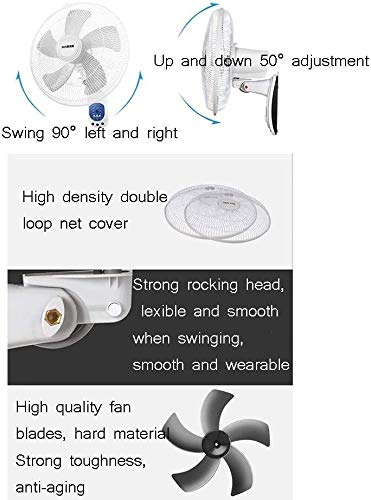 YZPFSD De Pared Ventilador de Pared HAAP Pulgadas monofásico FAN-18 montado de circulación Comercial, Izquierda y Derecha Swing de ventilación del Ventilador Comercial de hogar/Oficina - Negro