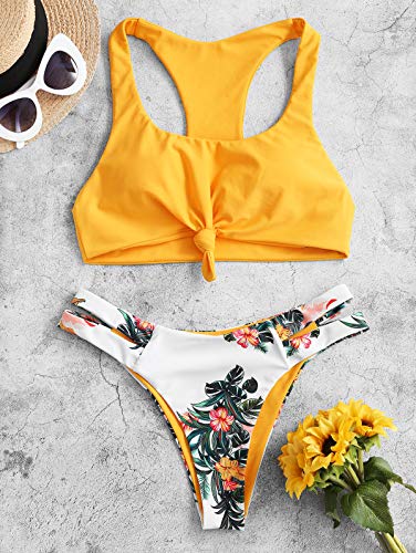 Zaful Tankini con relleno Takini Pantalones grandes de dos piezas para mujer 2019 Pato de goma amarillo. 40 EU/L