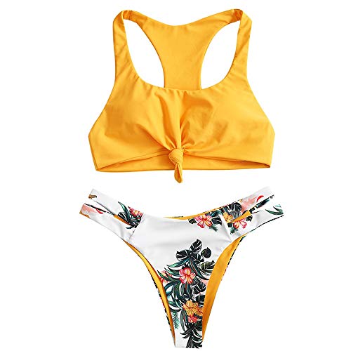 Zaful Tankini con relleno Takini Pantalones grandes de dos piezas para mujer 2019 Pato de goma amarillo. 40 EU/L