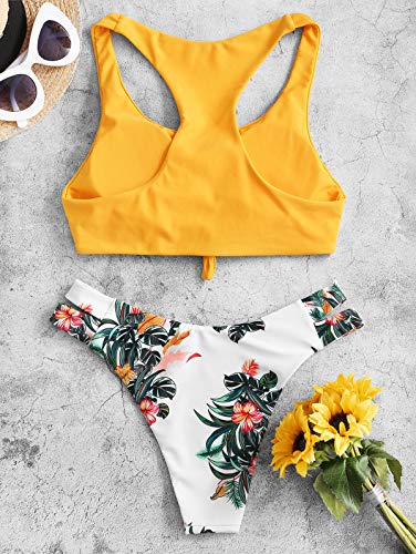 Zaful Tankini con relleno Takini Pantalones grandes de dos piezas para mujer 2019 Pato de goma amarillo. 40 EU/L