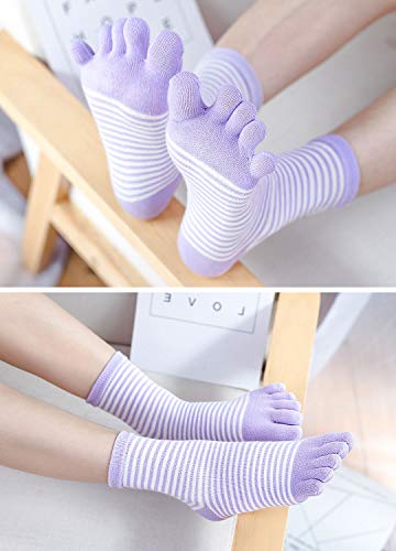 ZAKASA Calcetines para mujer con cinco dedos en los dedos de los pies, calcetines de algodón con mini calcetines