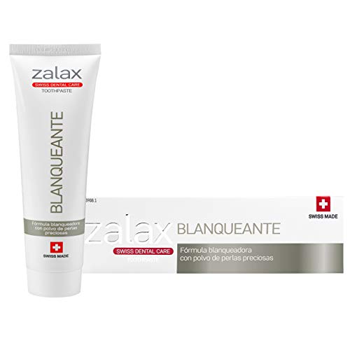 ZALAX BLANQUEANTE Pasta de dientes blanqueamiento - Ayuda a eliminar las manchas y prevenir su aparición – Pasta dental blanqueadora con polvo de perlas preciosas-100 ml (PACK DE 1)