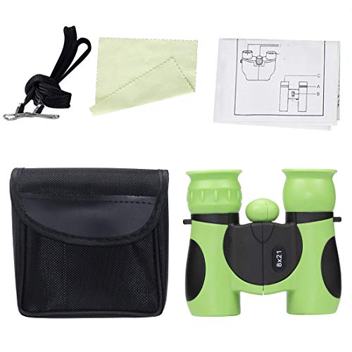 Zaloife Binoculares para Niños 8x21 Prismáticos para Niños PrismÁTicos Compacto A Prueba De Golpes para Niños Set como Regalo para Pequeños Exploradores de 4 a 12 Años (Verde)