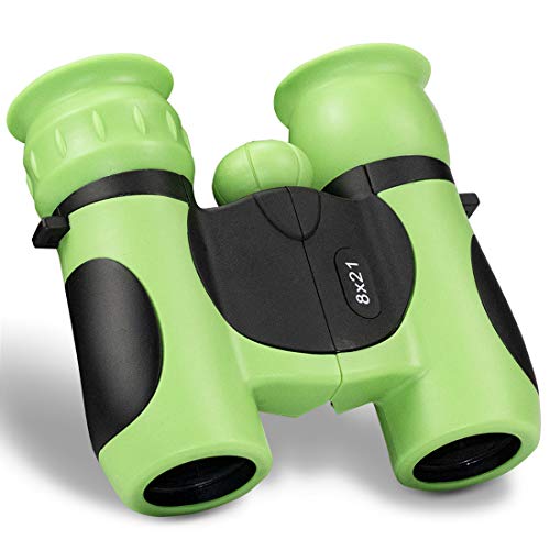 Zaloife Binoculares para Niños 8x21 Prismáticos para Niños PrismÁTicos Compacto A Prueba De Golpes para Niños Set como Regalo para Pequeños Exploradores de 4 a 12 Años (Verde)