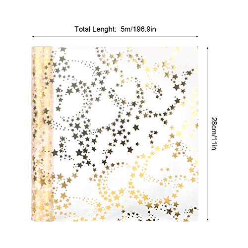 Zaloife Camino de Mesa Estrellas Oro Metálico, Camino de Mesa con Estrellas Metálicas Organza 28 cm x 5 m, Decoración de Mesa de Navidad, Mesa Decoración Navidad, Advent Tiempo (Dorado)