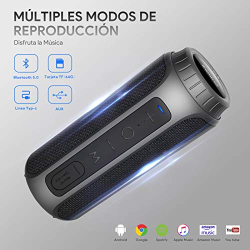Zamkol Altavoz Bluetooth, 30W Altavoces Bluetooth portatiles, Sonido Estéreo de 360 Grados y Bass Mejorado, Sonido Estéreo TWS, Bluetooth 5.0, 10-15 Horas de Reproducción, Impermeable IPX6