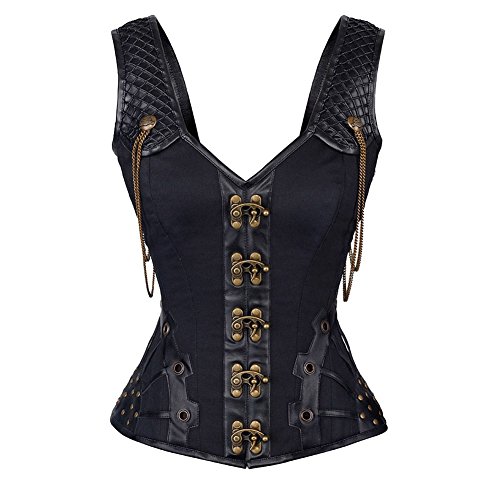 ZAMME Mujeres de Acero de 12 Huesos Encaje Steampunk Corset Top Shapewear