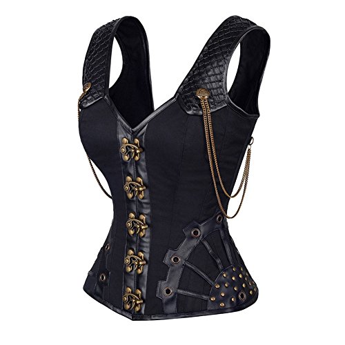 ZAMME Mujeres de Acero de 12 Huesos Encaje Steampunk Corset Top Shapewear