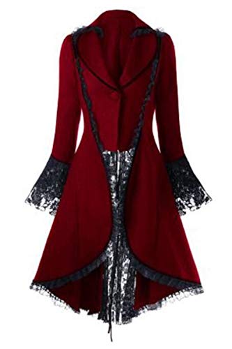 Zamtapary Chaquetas para Mujer De Esmoquin De Halloween Corsé Steampunk Gótico Victoriano para Mujer Rojo XL