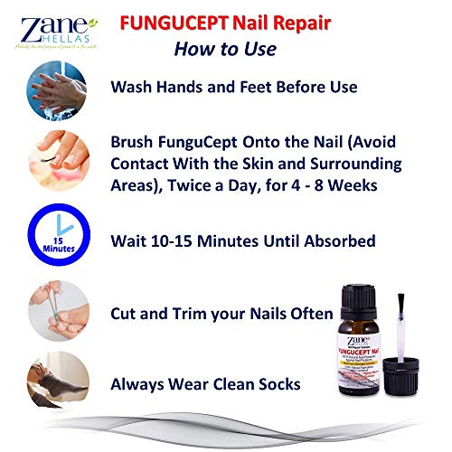 Zane Hellas FunguCept Nail. Solución de uñas micóticas. Solución de uñas de hongos para uñas descoloridas, gruesas, desmenuzadas y con hongos. Resultados Visibles en 4 Semanas.0.33 oz -10ml