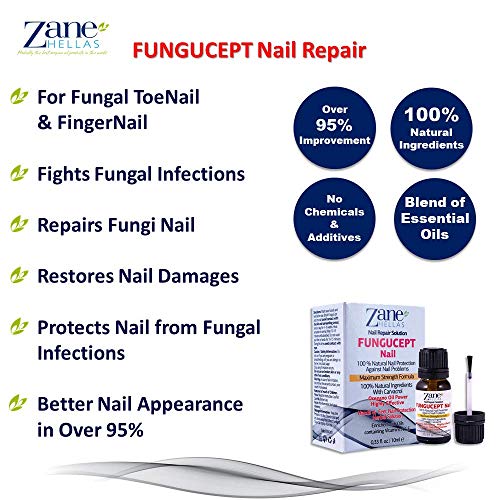 Zane Hellas FunguCept Nail. Solución de uñas micóticas. Solución de uñas de hongos para uñas descoloridas, gruesas, desmenuzadas y con hongos. Resultados Visibles en 4 Semanas.0.33 oz -10ml