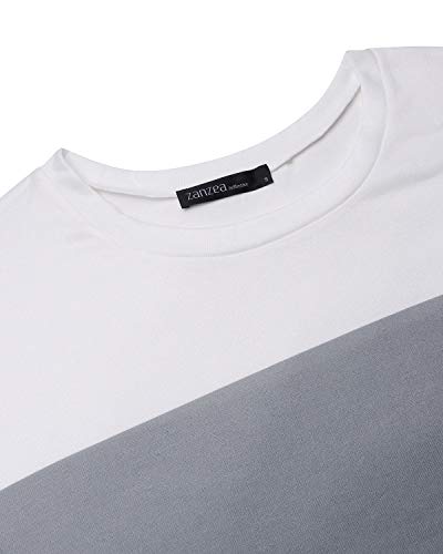 ZANZEA Mujeres Jerseys Irregular Manga Larga Raya Camiseta Baggy Jumper Pullover Casual Tops Suéter Suelta como Picture1 S