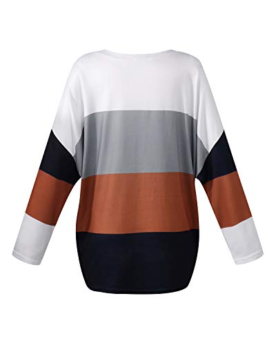 ZANZEA Mujeres Jerseys Irregular Manga Larga Raya Camiseta Baggy Jumper Pullover Casual Tops Suéter Suelta como Picture1 S
