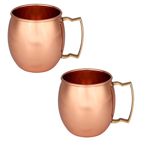 Zap Impex® Puro Cobre Moscow Mule Cup, sin revestimiento, cobre puro, ideal para mantener frías todas las bebidas o Bar o en casa, grandes Bar regalo – Juego de 2