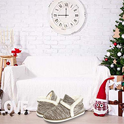 Zapatillas casa para Unisexo Antideslizante Pantufla Cerrada Pelusa Invierno Café 41-42