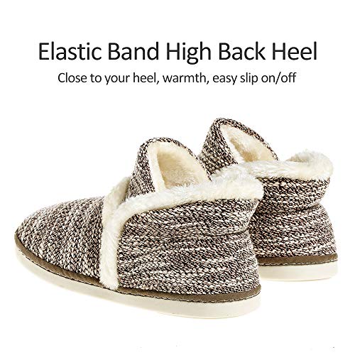 Zapatillas casa para Unisexo Antideslizante Pantufla Cerrada Pelusa Invierno Café 41-42