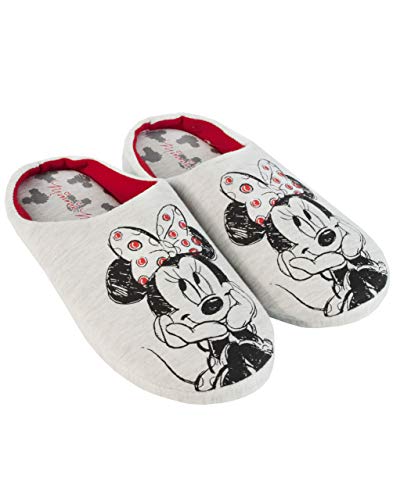 Zapatillas de casa Grises Slip-On de Disney Minnie Mouse Sketch para Mujer