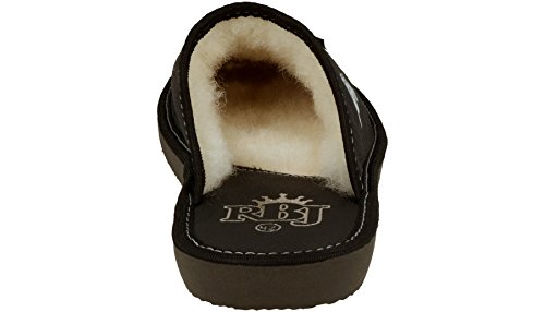 Zapatillas De Casa Hombre De Cuero De Lana De Oveja Natural (46 EU, Negro 900B)