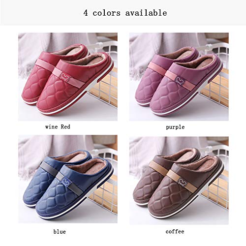 Zapatillas de depilación de PU artificial Zapatillas de casa Pareja de hombres y mujeres Pareja de empuje de casa Fondo suave Silencioso Baotou de tacón bajo para interiores y exteriores,Marrón,40/41