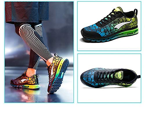 Zapatillas de Deporte para Hombres con colchón de Aire Deportes Ligeros y Casuales Zapatillas de Deporte Casuales para una Forma física Informal, Azul Cielo/Verde, 45 EU