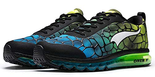 Zapatillas de Deporte para Hombres con colchón de Aire Deportes Ligeros y Casuales Zapatillas de Deporte Casuales para una Forma física Informal, Azul Cielo/Verde, 45 EU