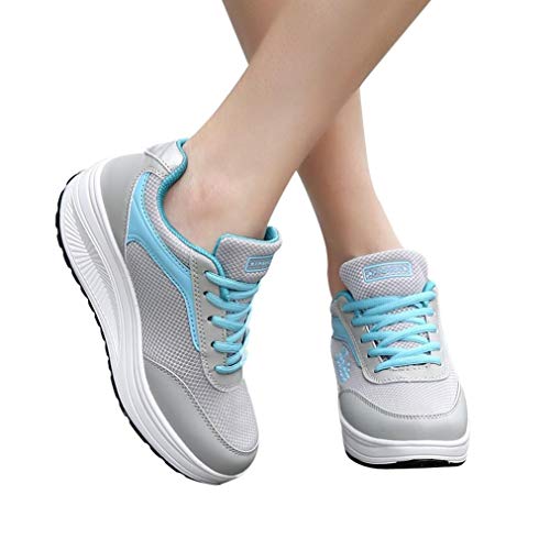 Zapatillas de Deportivo Plataforma para Mujer Otoño Invierno 2018 Moda PAOLIAN Calzado de Dama Casual Zapatos de Rejilla Suela Blanda Señora con Cordones Aire Libre y Deporte