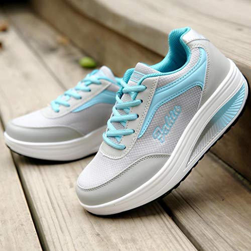 Zapatillas de Deportivo Plataforma para Mujer Otoño Invierno 2018 Moda PAOLIAN Calzado de Dama Casual Zapatos de Rejilla Suela Blanda Señora con Cordones Aire Libre y Deporte