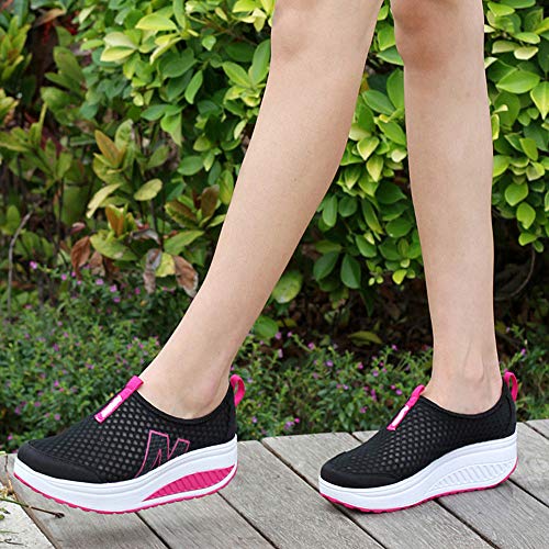 Zapatillas de Deportivos de Running para Mujer Malla Transpirable Pendiente con Suela Gruesa para Aumentar los Zapatos Casuales Running Fitness Sneakers Zapatos Mecedora riou