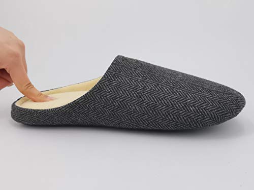 Zapatillas de Dormitorio de casa de Lana para Mujer ofoot, Punta Cerrada, Ancho Estrecho, Espuma viscoelástica, Forro de Felpa de algodón, Suela de Goma Antideslizante