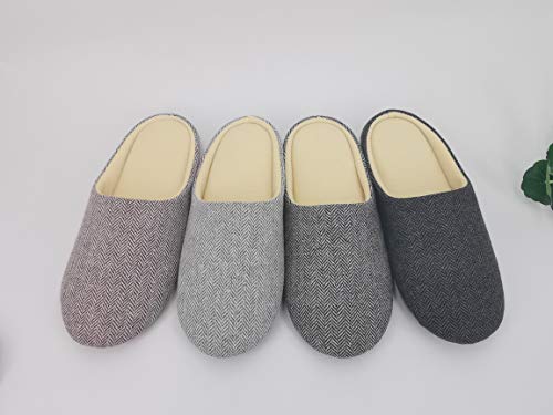 Zapatillas de Dormitorio de casa de Lana para Mujer ofoot, Punta Cerrada, Ancho Estrecho, Espuma viscoelástica, Forro de Felpa de algodón, Suela de Goma Antideslizante