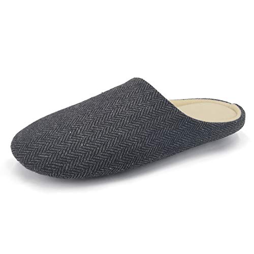 Zapatillas de Dormitorio de casa de Lana para Mujer ofoot, Punta Cerrada, Ancho Estrecho, Espuma viscoelástica, Forro de Felpa de algodón, Suela de Goma Antideslizante