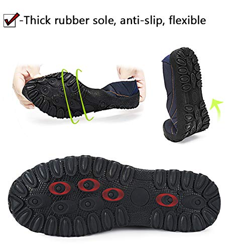 Zapatillas de Estar por Casa Mujer Hombre, Invierno Zapatos de Casa con Forro de Piel - Cálidas y Cómodas - con Suela Antideslizante para Exterior e Interior,Negro 42