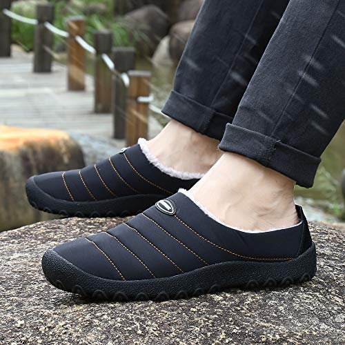 Zapatillas de Estar por Casa Mujer Hombre, Invierno Zapatos de Casa con Forro de Piel - Cálidas y Cómodas - con Suela Antideslizante para Exterior e Interior,Negro 42