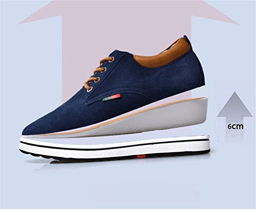 Zapatillas de Hombres de Cuero de Ante de Cuero Genuino para Hombres Aumento de la Altura de Zapatos para Hombre (40, Azul)