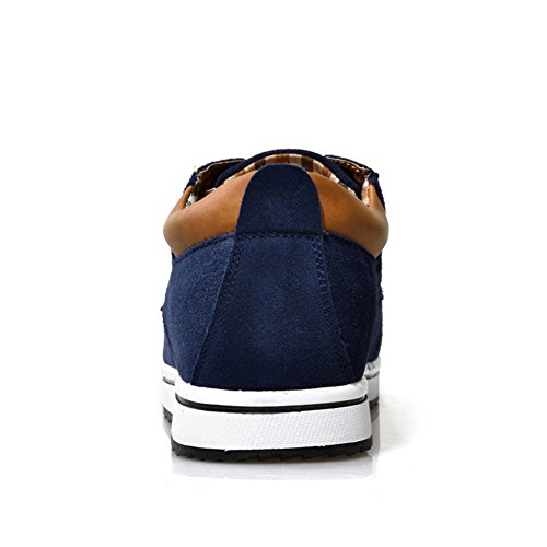 Zapatillas de Hombres de Cuero de Ante de Cuero Genuino para Hombres Aumento de la Altura de Zapatos para Hombre (40, Azul)