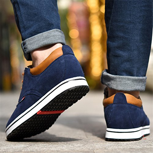 Zapatillas de Hombres de Cuero de Ante de Cuero Genuino para Hombres Aumento de la Altura de Zapatos para Hombre (40, Azul)