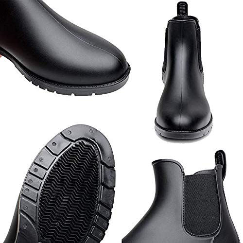 Zapatillas de Moda Botines Chelsea Boots Cavalier Botas de Guma de Lluvia Mujer Black Size 42