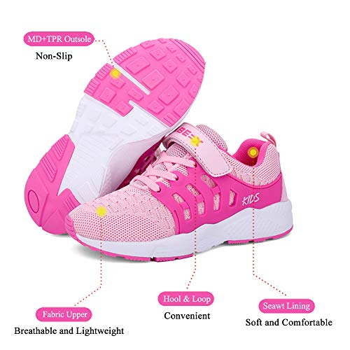 Zapatillas Deportivas Unisex para Niños Zapatillas de Correr Transpirables para Niñas Zapatillas Ligeras, Rosa, 28 EU
