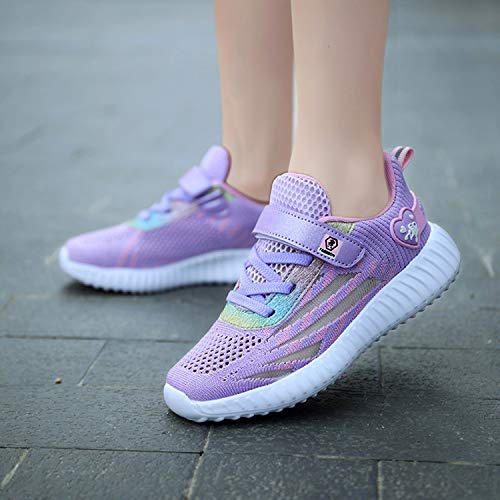 Zapatillas Deportivas Unisex para Niños Zapatillas de Tenis Correr Transpirables para Niñas Zapatillas Ligeras Gimnasio Running Caminando Trotar Morado Talla 36 EU