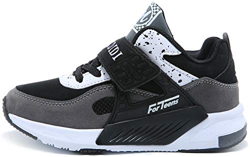 Zapatillas Niño 33 Infantil Sneakers Unisex Zapatillas Running Zapatos Deportivos Running Shoes Velcro Al Aire Calzado Trekking Ligero Transpirables Gris