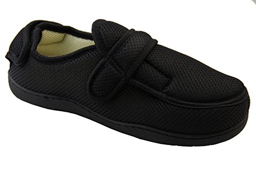 Zapatillas ortopédicas Footwear Studio con velcro ajustable para hombres, color Negro, talla 43 EU/44 EU