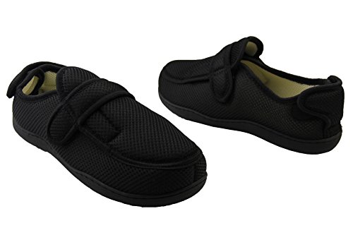 Zapatillas ortopédicas Footwear Studio con velcro ajustable para hombres, color Negro, talla 43 EU/44 EU
