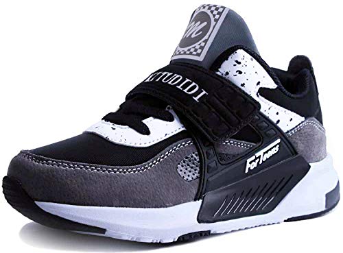 Zapatillas Running Niño 27 Infantil Zapatillas Sneakers Unisex Zapatos Deportivos Running Shoes Velcro Al Aire Calzado Trekking Ligero Transpirables Gris