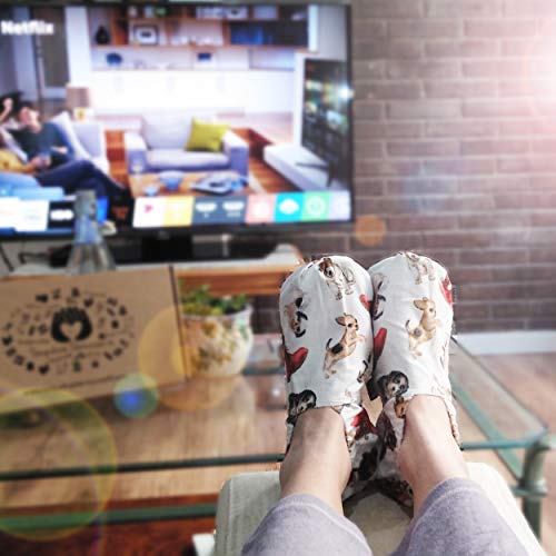 Zapatillas Térmicas de Semillas - Pantuflas Calientapiés Calentar en Microondas (Talla Única) - Bolsa de Calor para Pies Fríos con Funda Lavable, Tela de Algodón 100% y Olor a Lavanda (Perritos)