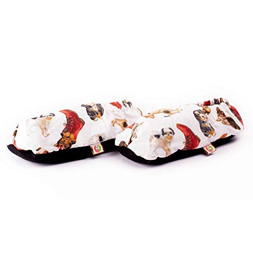 Zapatillas Térmicas de Semillas - Pantuflas Calientapiés Calentar en Microondas (Talla Única) - Bolsa de Calor para Pies Fríos con Funda Lavable, Tela de Algodón 100% y Olor a Lavanda (Perritos)