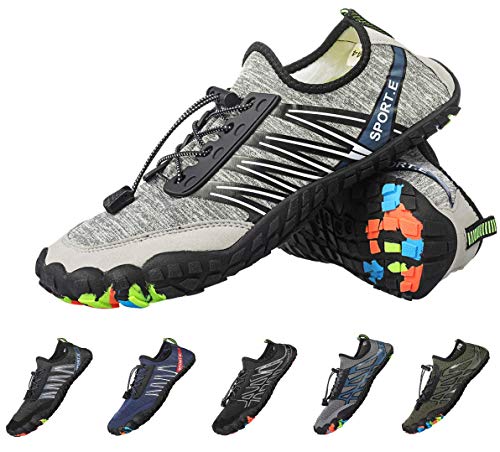 Zapatos acuáticos Hombres Mujeres,Camfosy Zapatillas Deportivas Piscina Playa de Agua con Calcetines de Suela Antideslizante Aqua Gym Yoga para niños Proctection Verano Negro