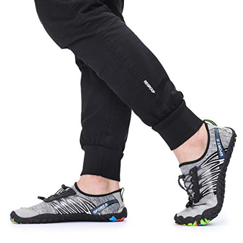 Zapatos acuáticos Hombres Mujeres,Camfosy Zapatillas Deportivas Piscina Playa de Agua con Calcetines de Suela Antideslizante Aqua Gym Yoga para niños Proctection Verano Negro