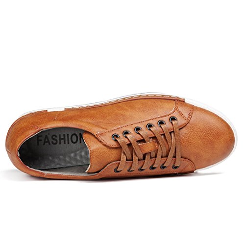 Zapatos de Cordones para Hombre Conducción Zapatillas Cuero Casual Shoes Attività Commerciale Sneakers Negro Gris Marrón Amarillo 38-48 Amarillo 48